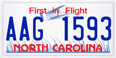 NC license plate AAG1593