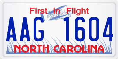 NC license plate AAG1604