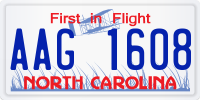 NC license plate AAG1608
