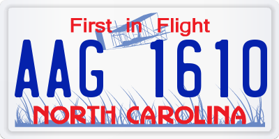 NC license plate AAG1610