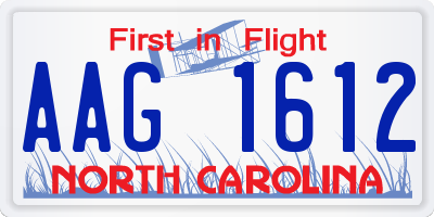 NC license plate AAG1612