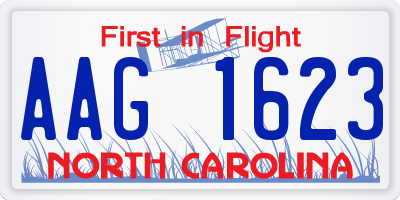 NC license plate AAG1623