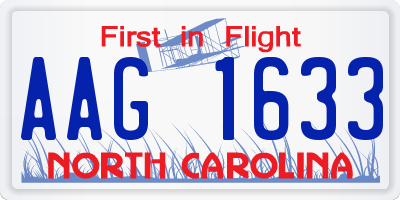 NC license plate AAG1633