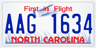 NC license plate AAG1634
