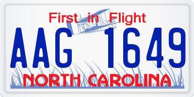 NC license plate AAG1649