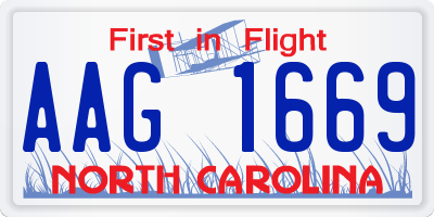 NC license plate AAG1669