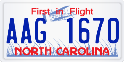 NC license plate AAG1670