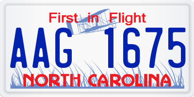 NC license plate AAG1675