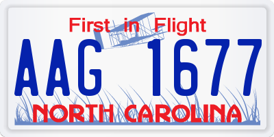NC license plate AAG1677
