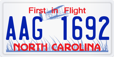 NC license plate AAG1692