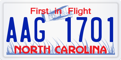 NC license plate AAG1701