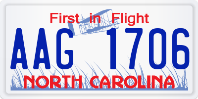 NC license plate AAG1706