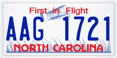 NC license plate AAG1721