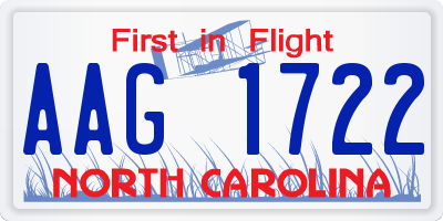 NC license plate AAG1722