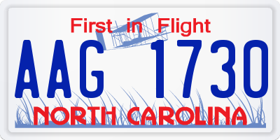 NC license plate AAG1730