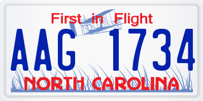 NC license plate AAG1734