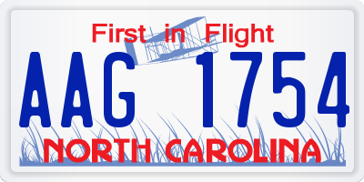 NC license plate AAG1754