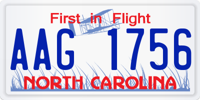 NC license plate AAG1756