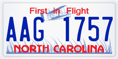 NC license plate AAG1757