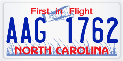 NC license plate AAG1762