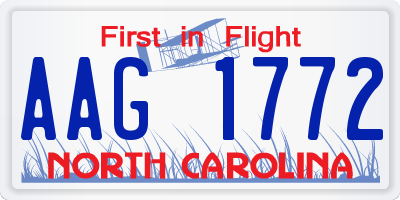 NC license plate AAG1772
