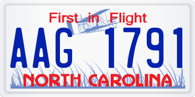 NC license plate AAG1791