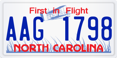 NC license plate AAG1798