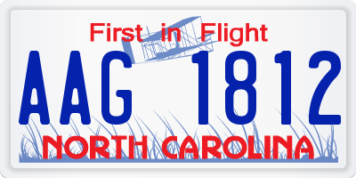NC license plate AAG1812