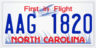 NC license plate AAG1820