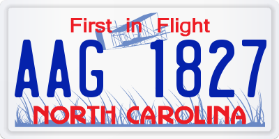 NC license plate AAG1827