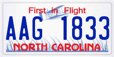 NC license plate AAG1833