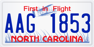 NC license plate AAG1853