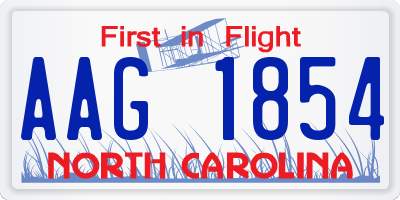 NC license plate AAG1854