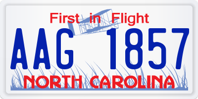 NC license plate AAG1857