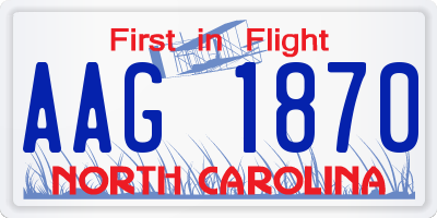 NC license plate AAG1870