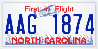 NC license plate AAG1874
