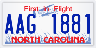 NC license plate AAG1881