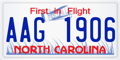NC license plate AAG1906