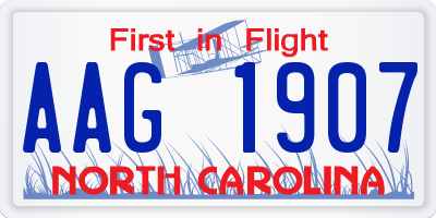 NC license plate AAG1907