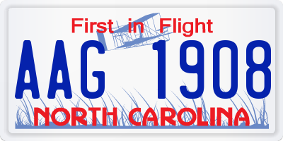 NC license plate AAG1908