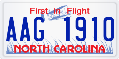 NC license plate AAG1910
