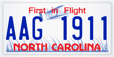 NC license plate AAG1911