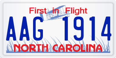 NC license plate AAG1914