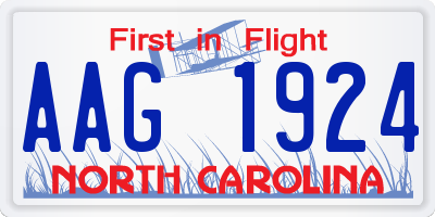 NC license plate AAG1924