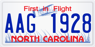 NC license plate AAG1928
