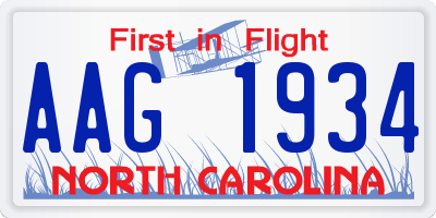 NC license plate AAG1934