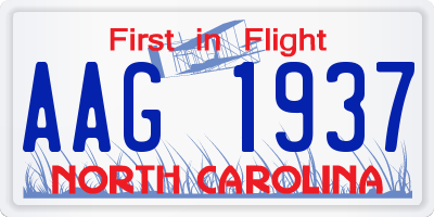 NC license plate AAG1937
