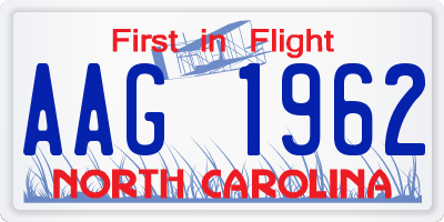 NC license plate AAG1962