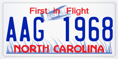NC license plate AAG1968