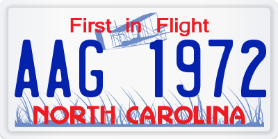 NC license plate AAG1972
